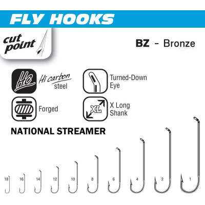 Fly Fishing Long Handled Hooks - 5 pack