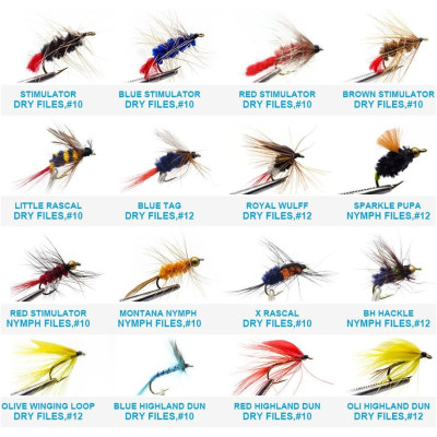 225 pcs Dry Flies e Nymph Flies Box Set