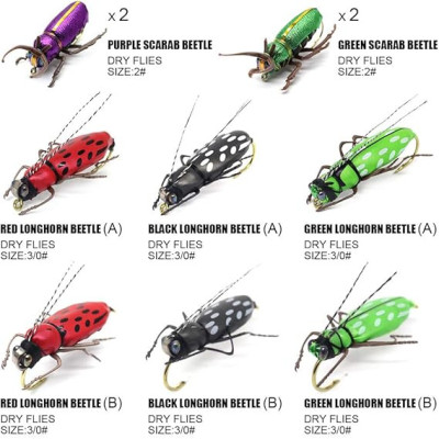 22 Boxed Set Dry Flies Beetles Caradibaes