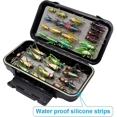 30 Boxed Set Dry Flies Crickets Grasshoppers