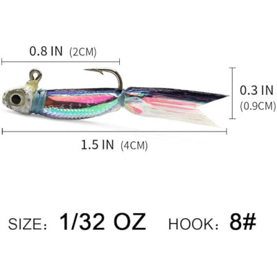 Argent minnow crappie Jig Le dos Noir