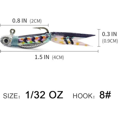 Argent minnow crappie Jig Le dos Multicolore