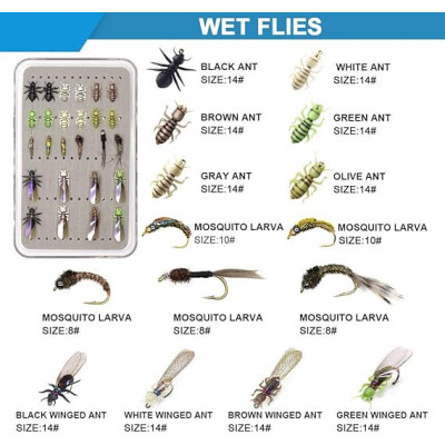 26 Wet Flies Ant Mosquito Larva