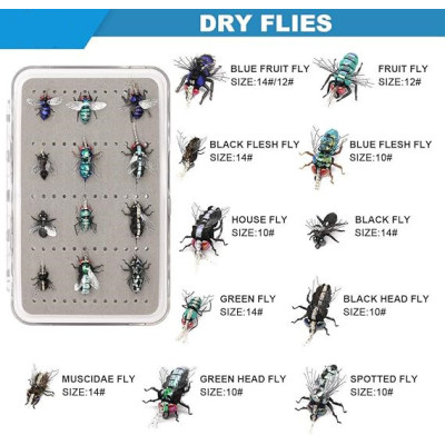 12 Flesh Fly Kit Dry Flies