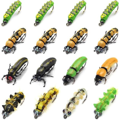 16 Fly Fishing Flies Larvae Set