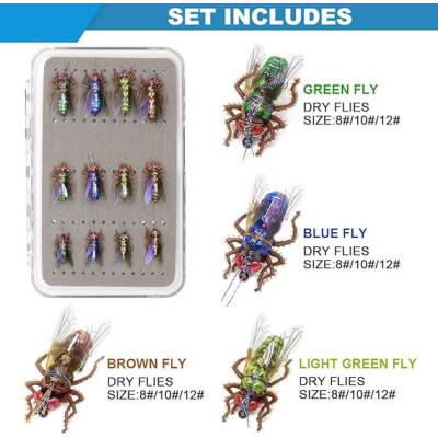 12 Realstic Fly Kit Dry Flies