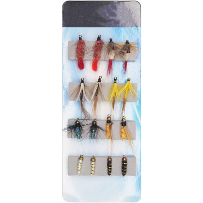 16 Mix Flies Wet Dry Flies Bait Assortito