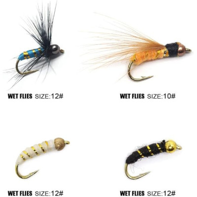 16 Mix Flies Wet Dry Flies Bait Assortito