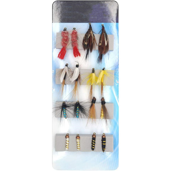 16 Mix Flies Bead Head Dry Wet Flies