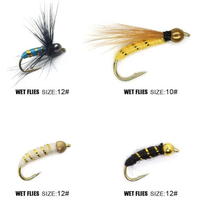 16 Mix Flies Bead Head Dry Wet Flies