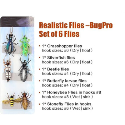 6 Mixed Flies Bug Pro Pack