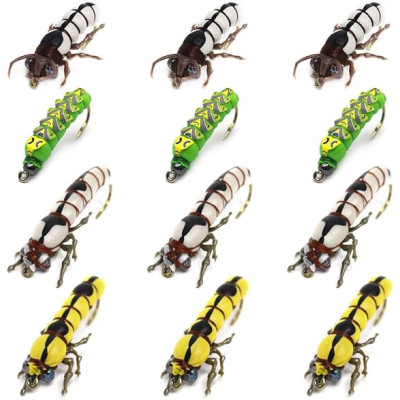 12 Fly Fishing Flies Larvae Set