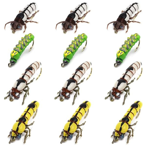 12 Fly Fishing Flies Larvae Set