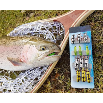 12 Fly Fishing Flies Larvae Set