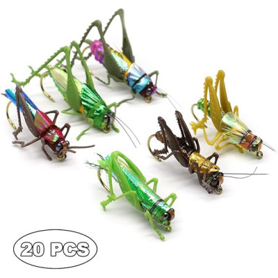 20 Grasshopper Crickets Realistic Fly Steelyard Style