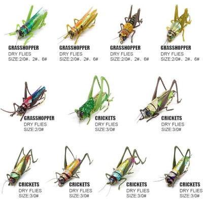 20 Grasshopper Crickets Realistic Fly Steelyard Style