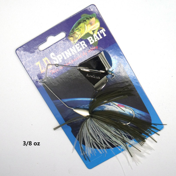 Spinner Bait Bass Fishing Lure 3/8 oz Black