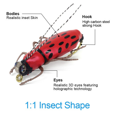 Maggiolino longhorn realistico di pesca a mosca