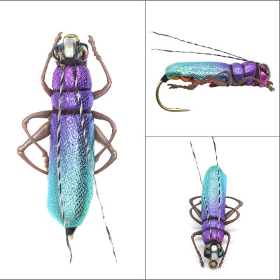 Isca de pesca com mosca Realistic Longhorn Beetle Blue