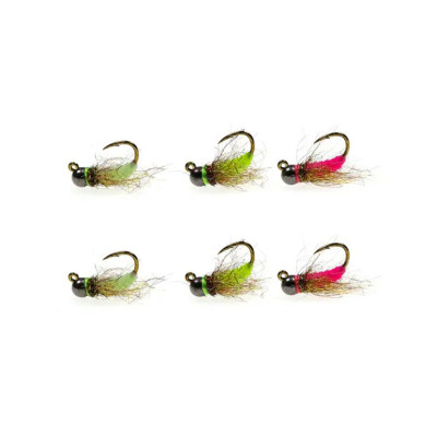 Euro Nymph Wet Fly Tungsten Bead Head Fly Bait 6 pcs