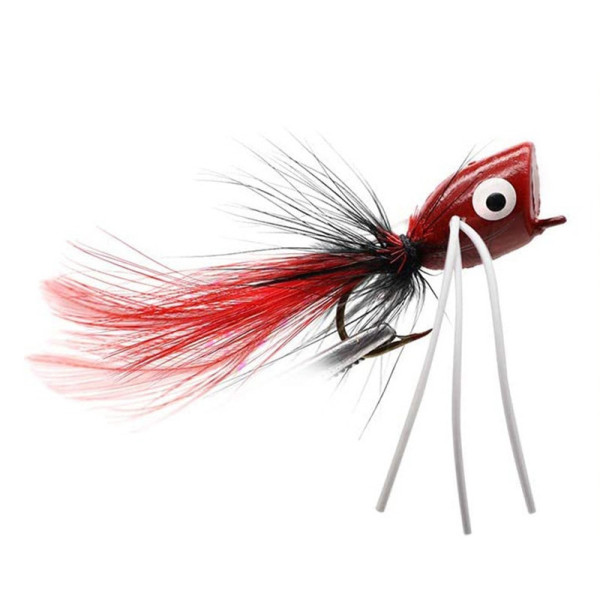 3 Colorful popper fly bait Number 8 hook Red