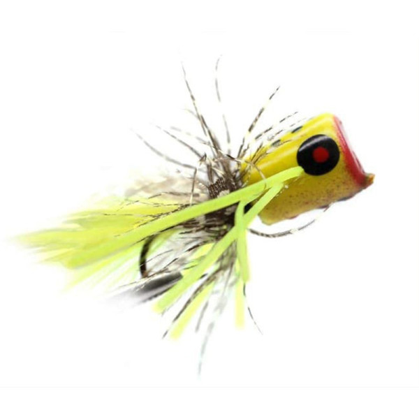 3 Popper fly esca Numero 8 gancio giallo chiaro