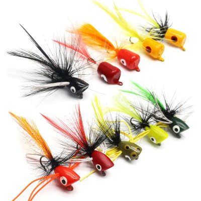 10 Popper Flies Colorful fly hook