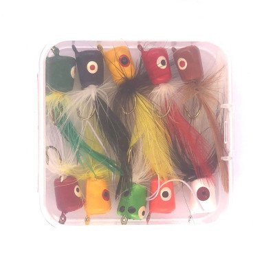 10 Popper Flies Colorful fly hook