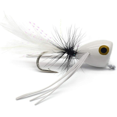 3 Biomimetic feather Popper fly Number 6 hook white