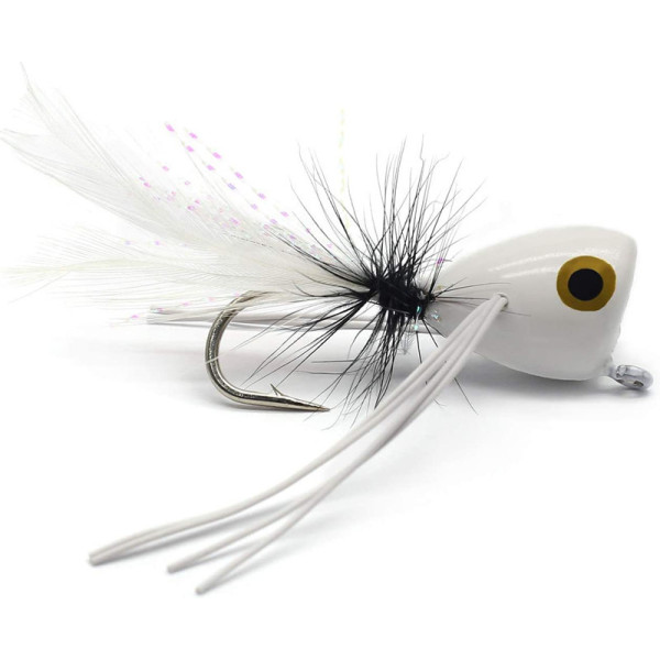 3 Biomimetic feather Popper fly Number 6 hook white