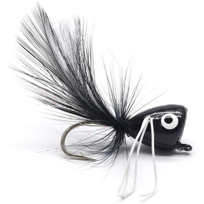 3 Biomimetic feather Popper fly Number 6 hook Black