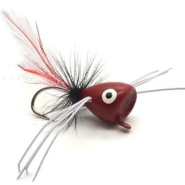 3 Biomimetic feather Popper fly Number 6 hook red