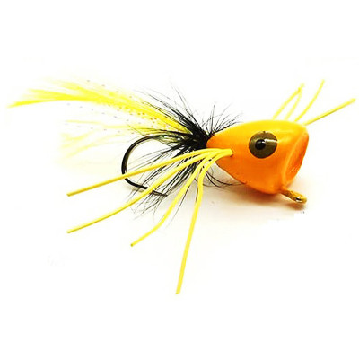 4 Biomimetic feather Popper fly Number 6 hook yellow