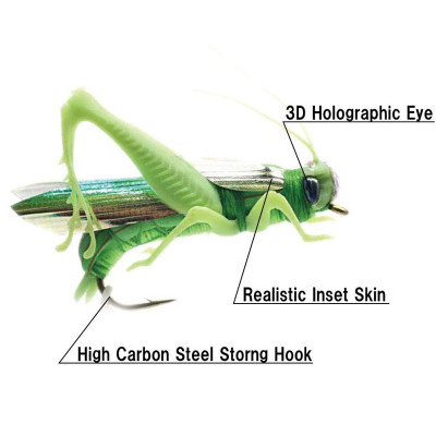 Realistic grasshopper fly fishing hook Yellowishgreen