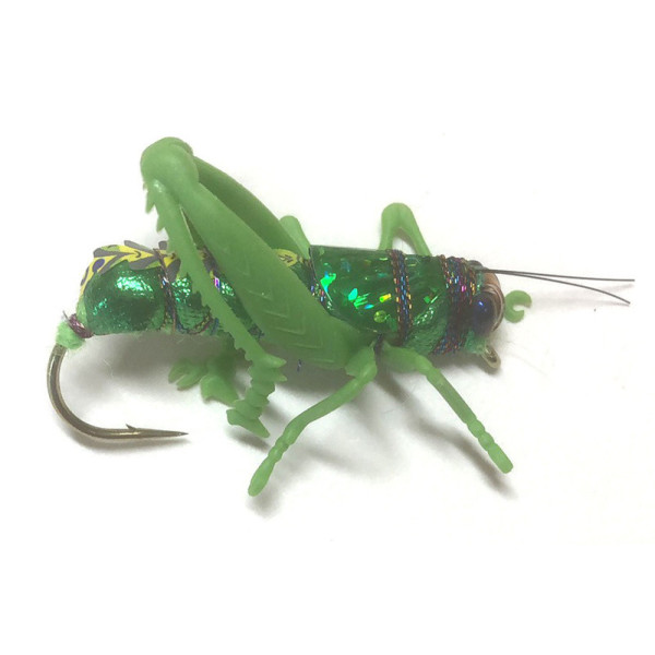 Realistic grasshopper fly fishing bait yellowishgreen