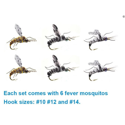 6 Mosquitos isca de pesca mosca Número 12 gancho