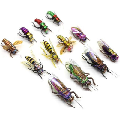 12 Mix Cicada Bee Hornet Beetle Kit Fly Lures