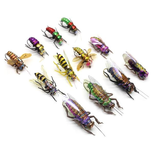 12 Mix Cicada Bee Hornet Beetle Kit Fly Lures