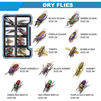 12 Mix Cicada Bee Hornet Beetle Kit Fly Lures