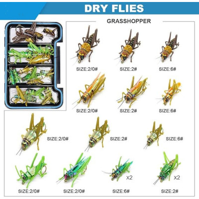 15 Multi Grasshopper Kit Fly Lures