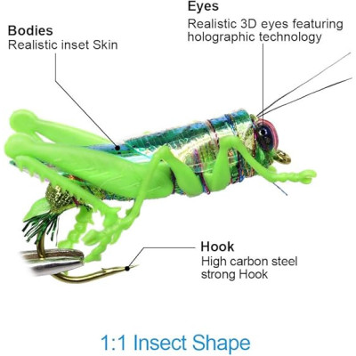 15 Multi Grasshopper Kit Fly Lures