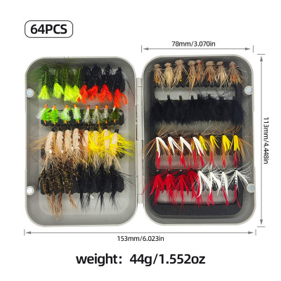 Scatola Set Fly Baits-64pcs