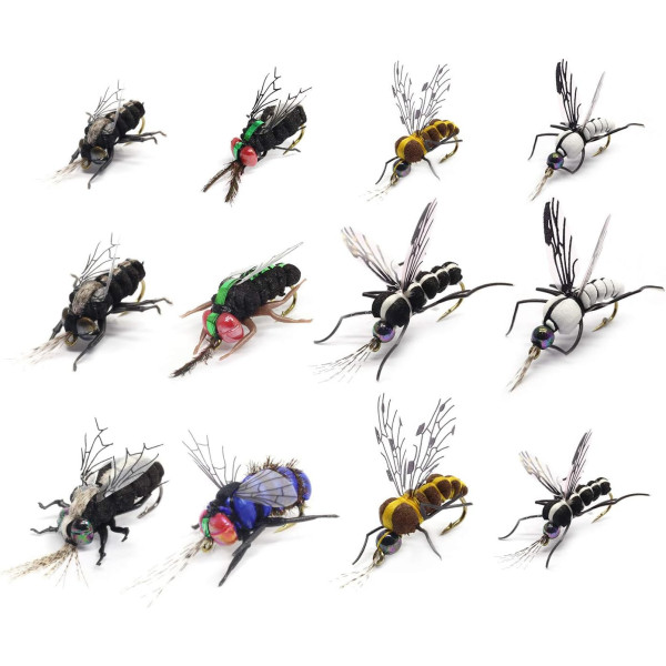 12 Dry Flies -Flesh Flies Fever Mosquitos