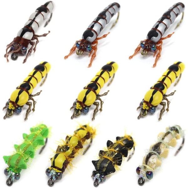 10 Fly Fishing Fly Larve Set