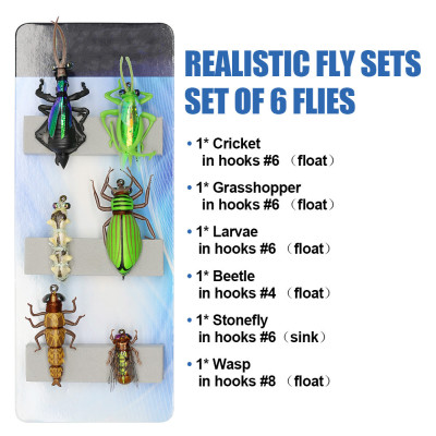 6 Mixed Flies Bug Pack