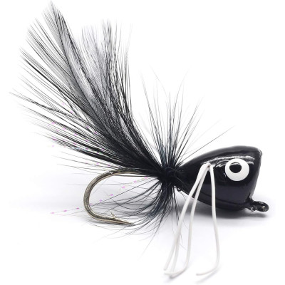 10 Mixed Black White Popper Flies