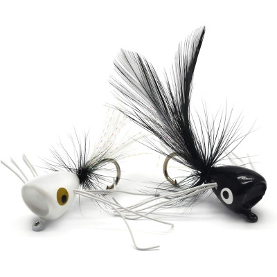 10 Mixed Black White Popper Flies