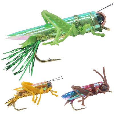 12 saltamontes mezclados en 3 colores