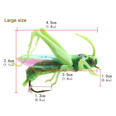 4 Green Big Grasshoppers