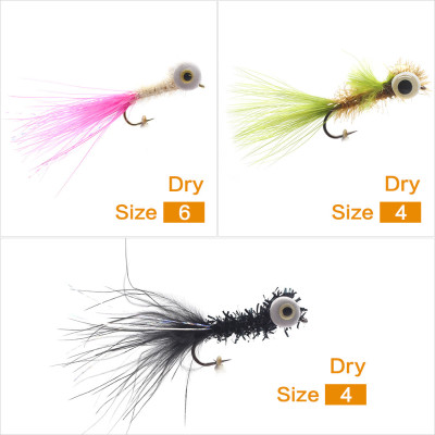 6 New Zealand Mixed Color Dry Flies